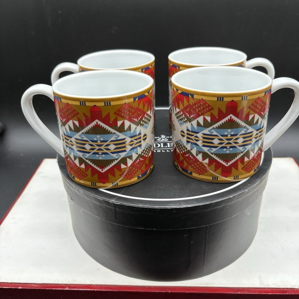 Pendleton Jacquard Journey West 4pc 11oz Mugs Set Native Pattern Box